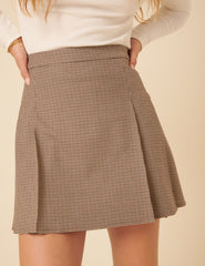 Brown Heritage Check Pleated Mini Skirt