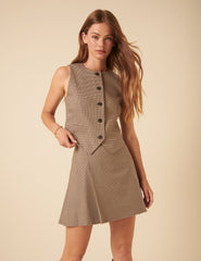 Brown Heritage Check Pleated Mini Skirt