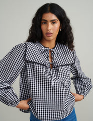 Black Gingham Collar Detail Bridy Blouse