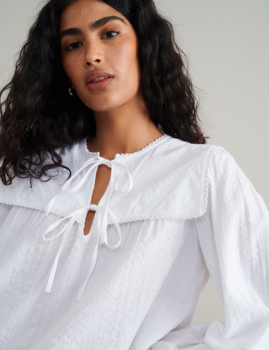 White Collar Detail Bridy Blouse