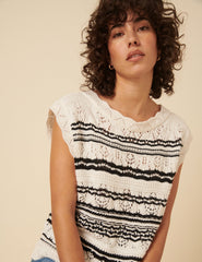 Black And White Crochet Vest Top