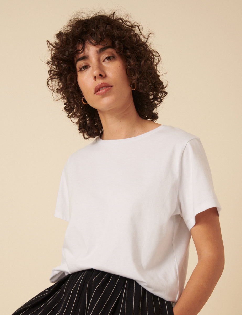 White Easy Fit Crew Neck T-Shirt