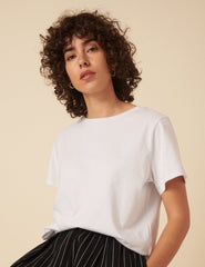 White Easy Fit Crew Neck T-Shirt