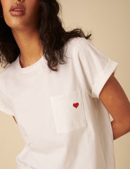 White Heart Embroidered T-Shirt