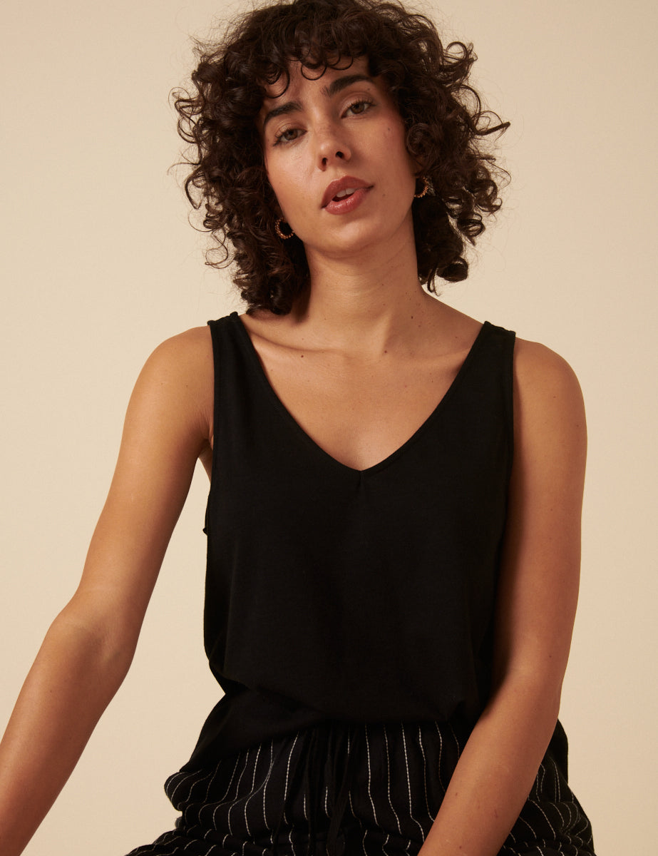 Black Swing Vest Top