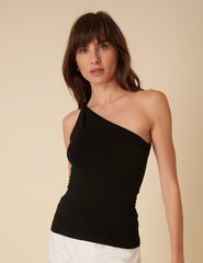 Black Twist One Shoulder Top