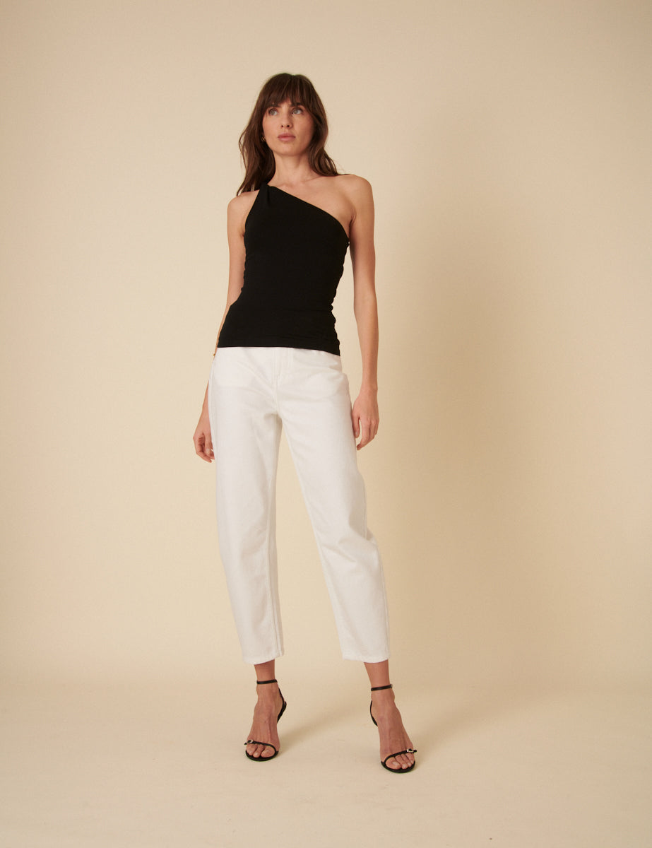 Black Twist One Shoulder Top