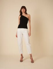 Black Twist One Shoulder Top