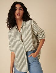 Green Striped Relaxed Shirt