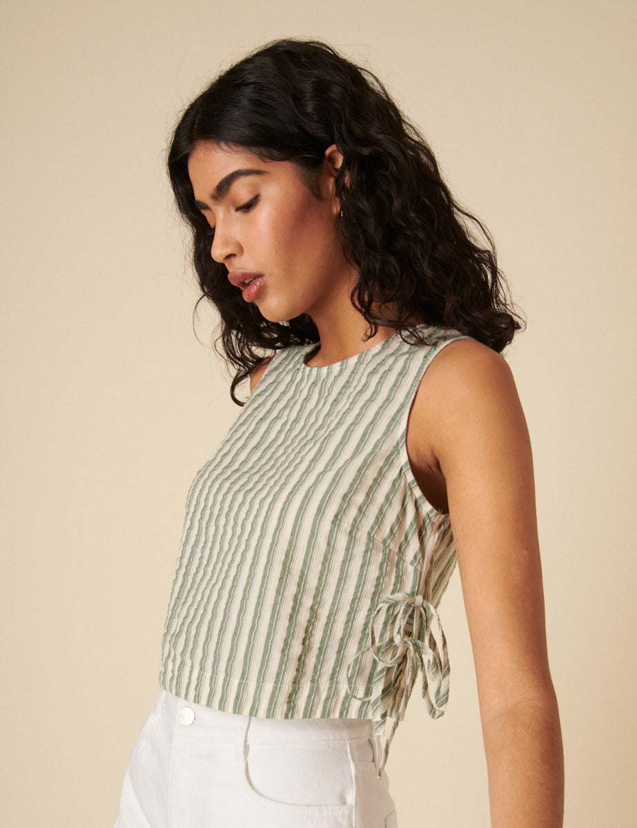 Green Striped Swing Top