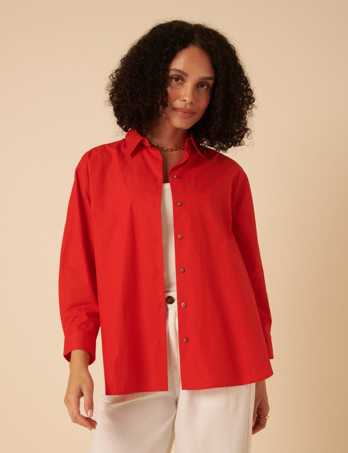 Red Relaxed Boyfriend Shirt
