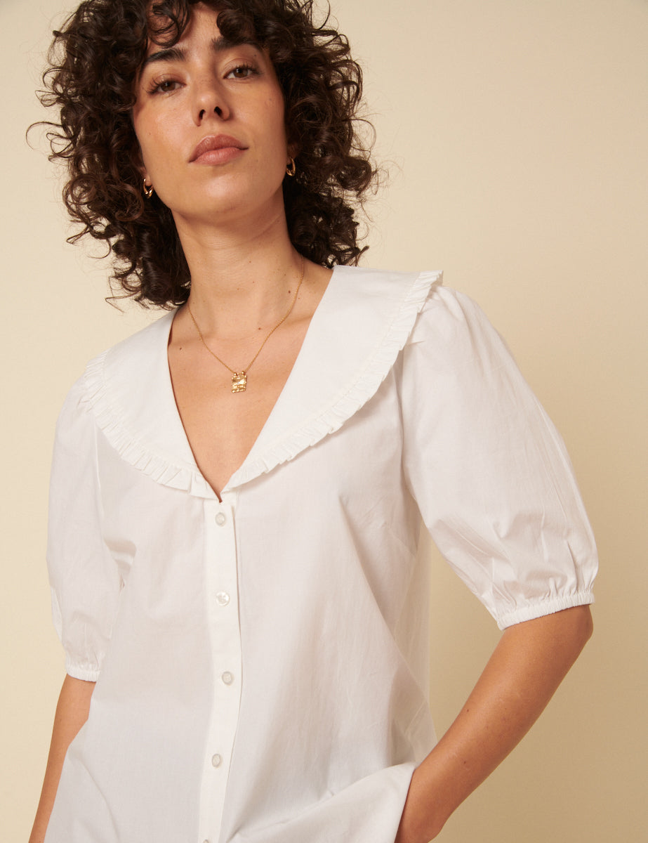 White Short Sleeve Emmie Blouse