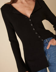 Black Ribbed Longline Cardigan