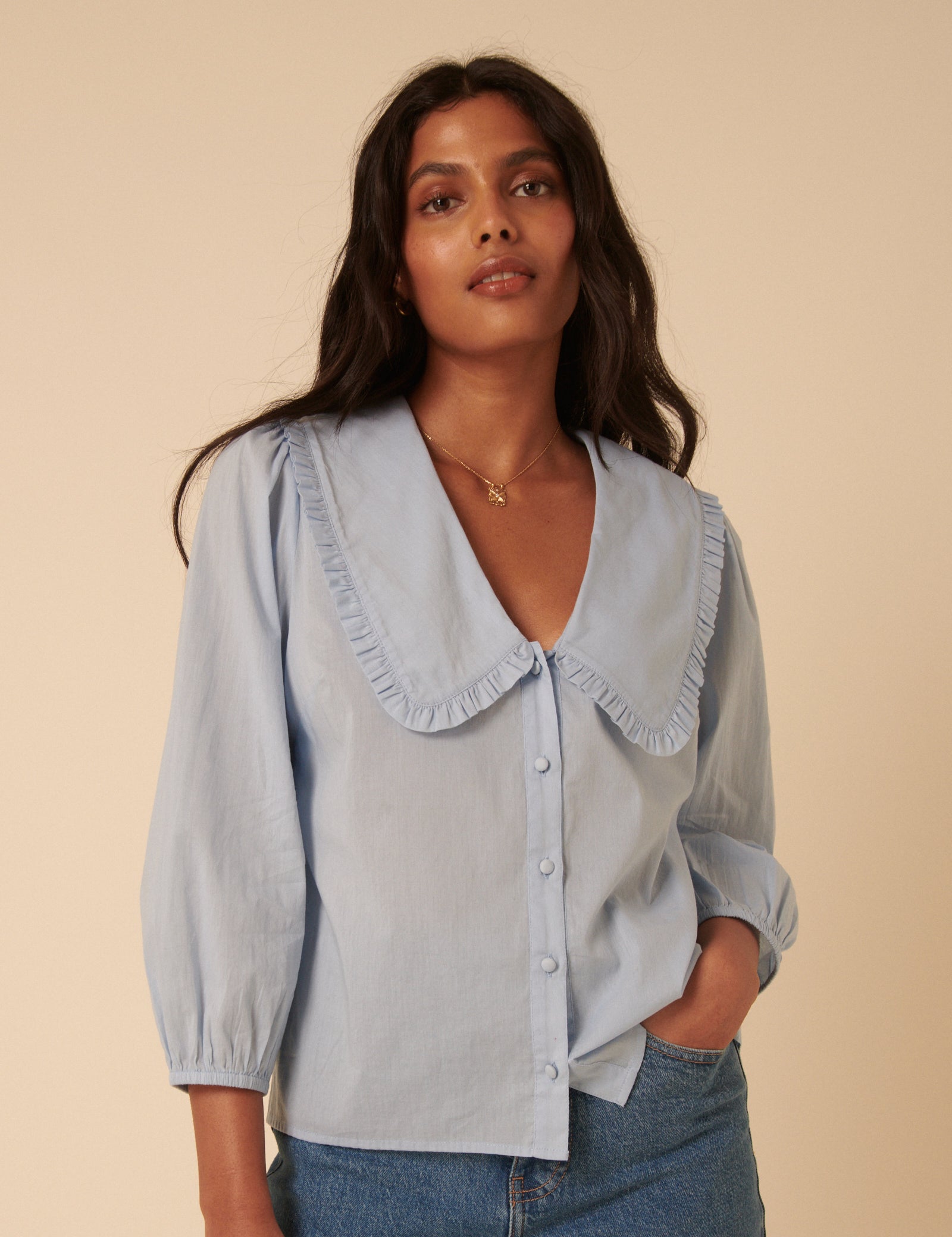 Light Blue Long Sleeve Emmie Blouse