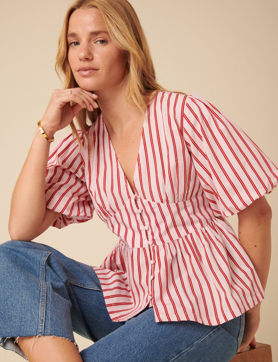 Pink And Red Striped Starlight Top