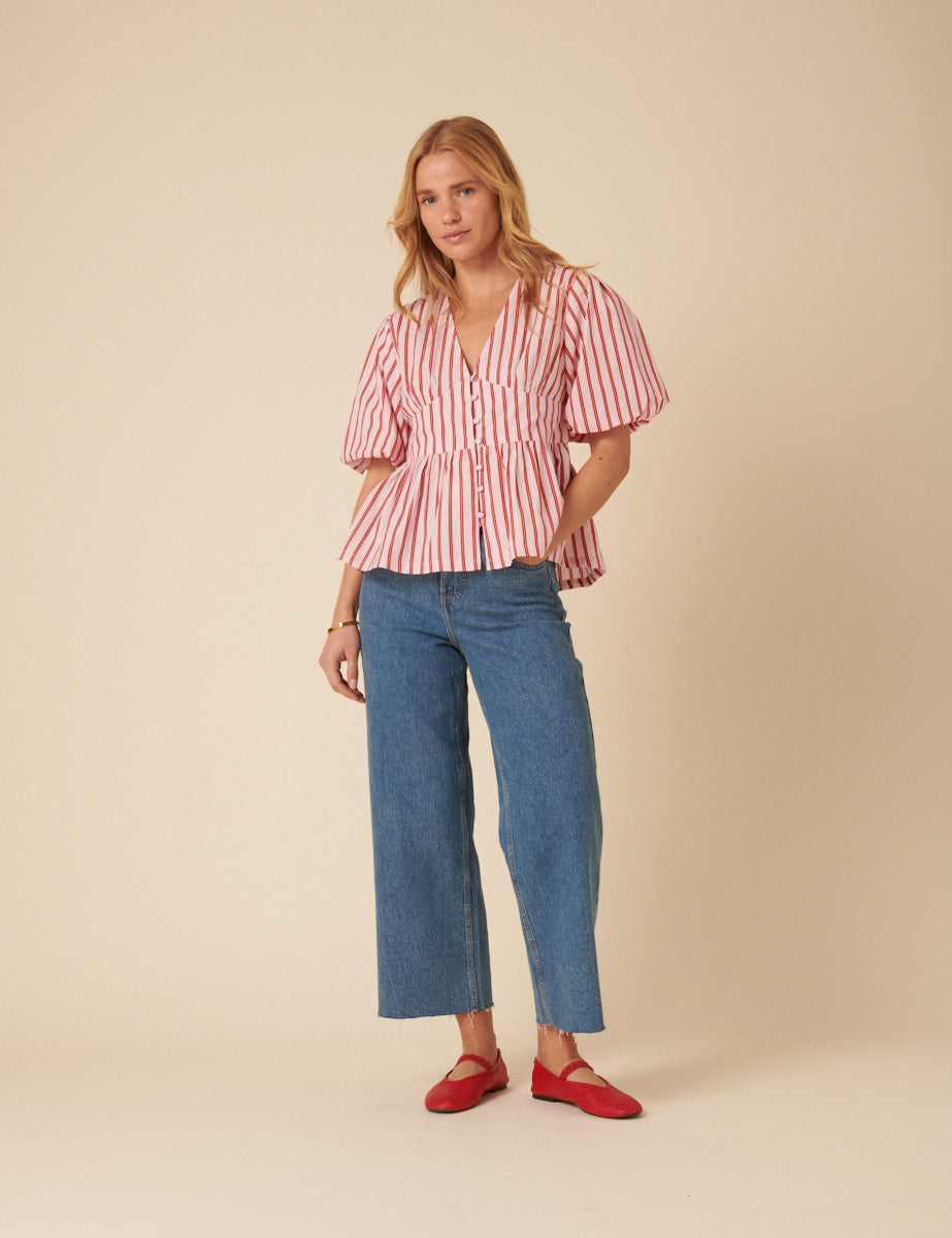Pink And Red Striped Starlight Top