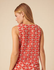 Red Broderie Anglaise Waistcoat