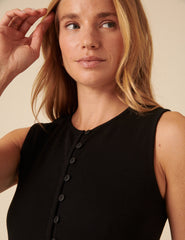 Black Ribbed Waistcoat Top