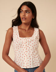 White Polka Dot Top