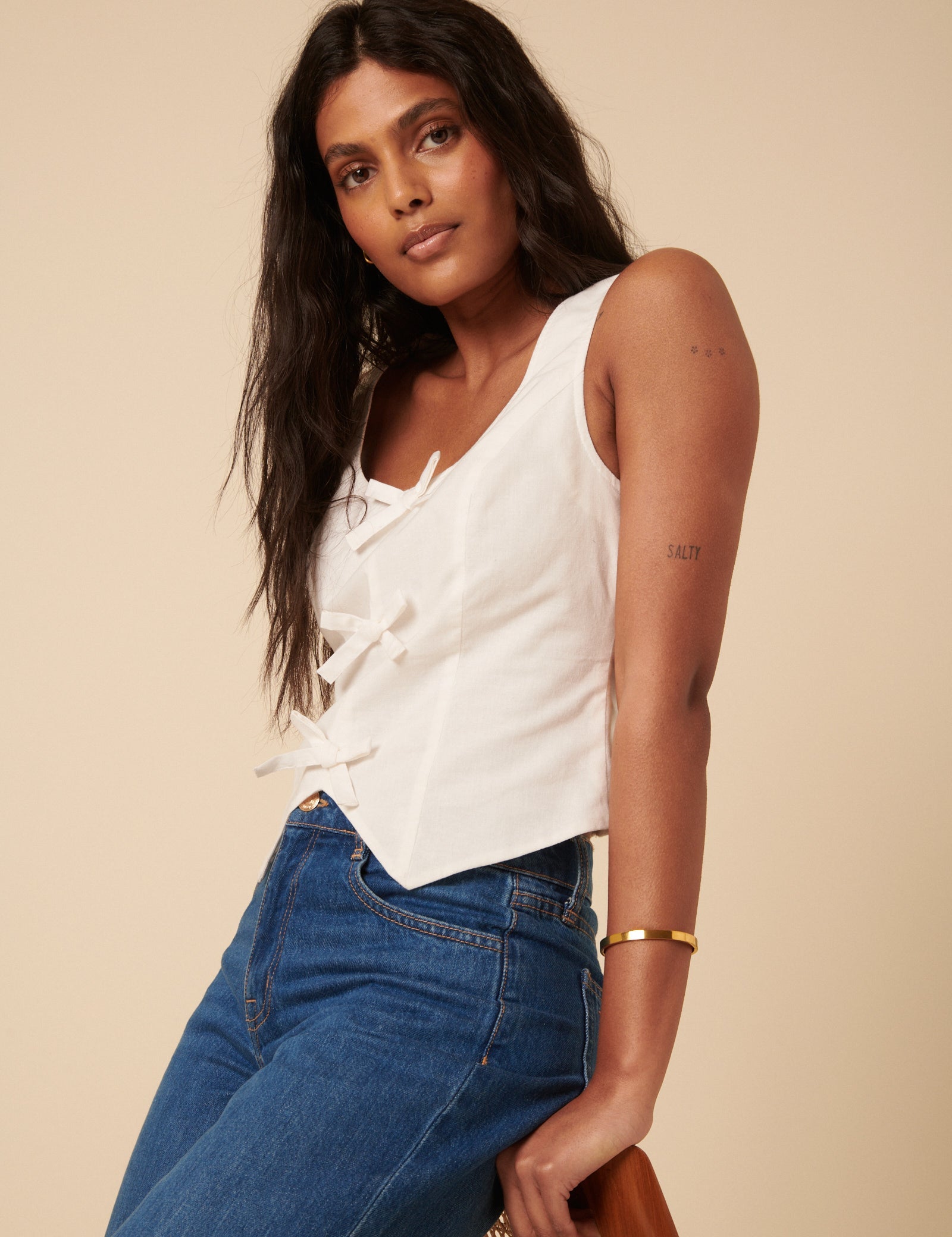 White Bow Front Waistcoat