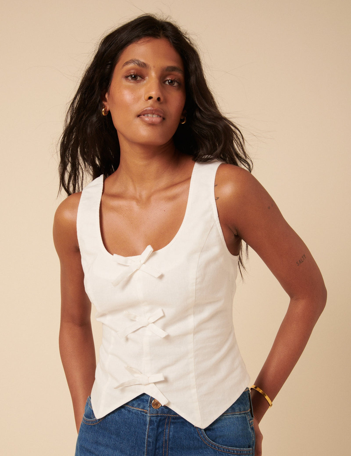 White Bow Front Waistcoat