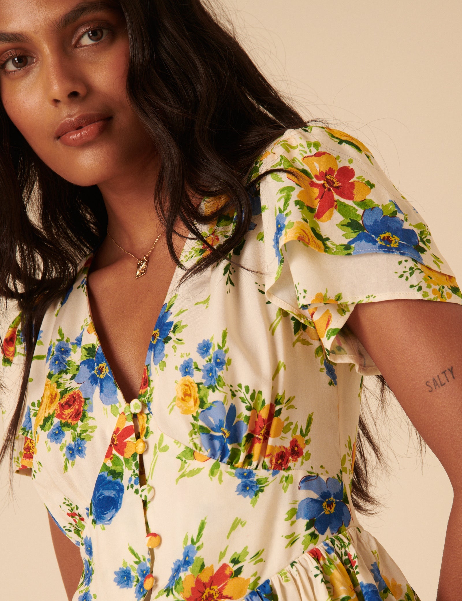 White Floral Peplum Top