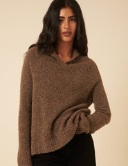 Brown Sailor Collar Relaxed Jumper