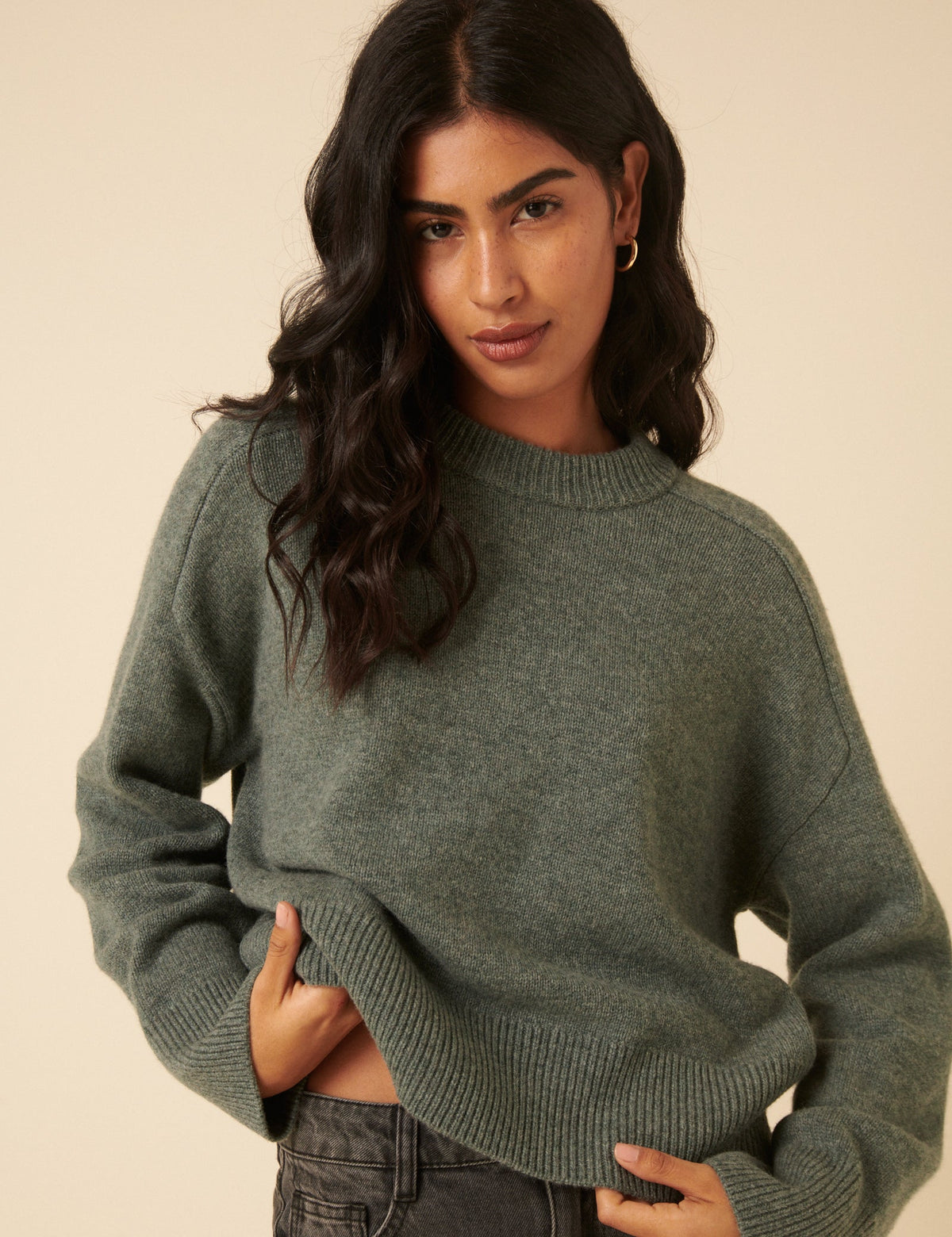 Green Wool Crew Neck Jumper