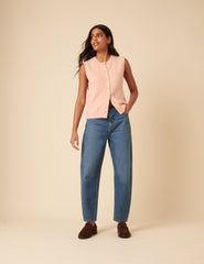 Pink Button Through Knitted Vest