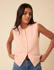 Pink Button Through Knitted Vest