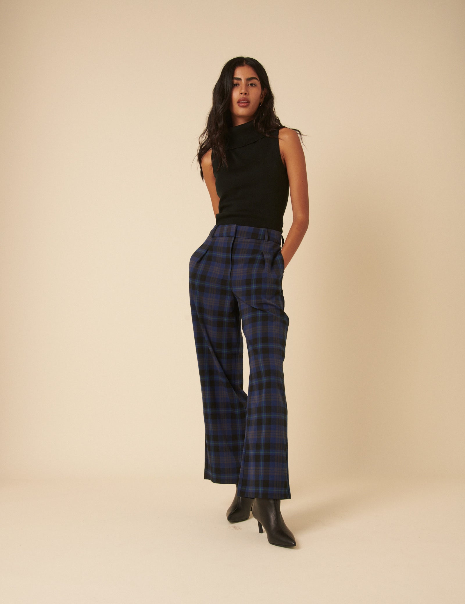 Black Ribbed Knitted Roll Neck Vest Top