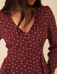 Burgundy Polka Dot Top
