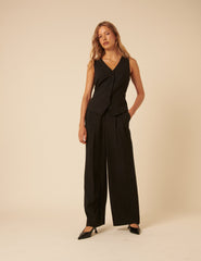 Dark Grey Wide Leg Tailored Trousers