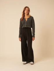 Dark Grey Wide Leg Tailored Trousers