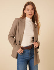 Beige Heritage Check Blazer