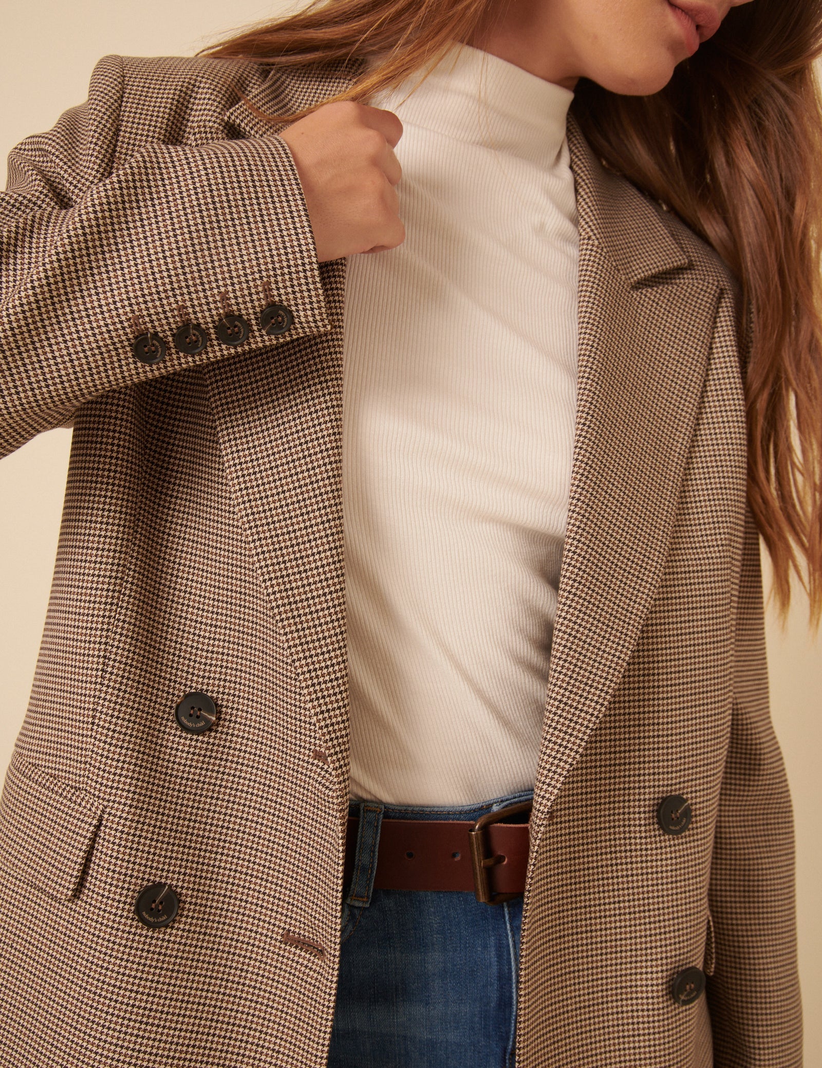 Beige Heritage Check Blazer