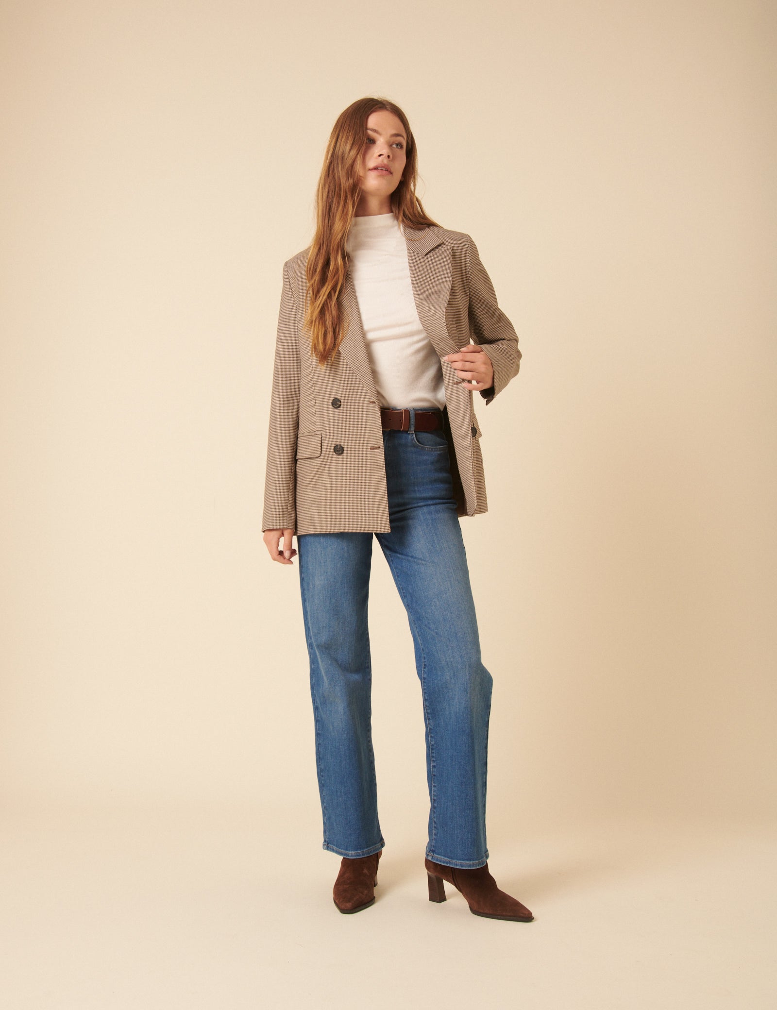 Beige Heritage Check Blazer