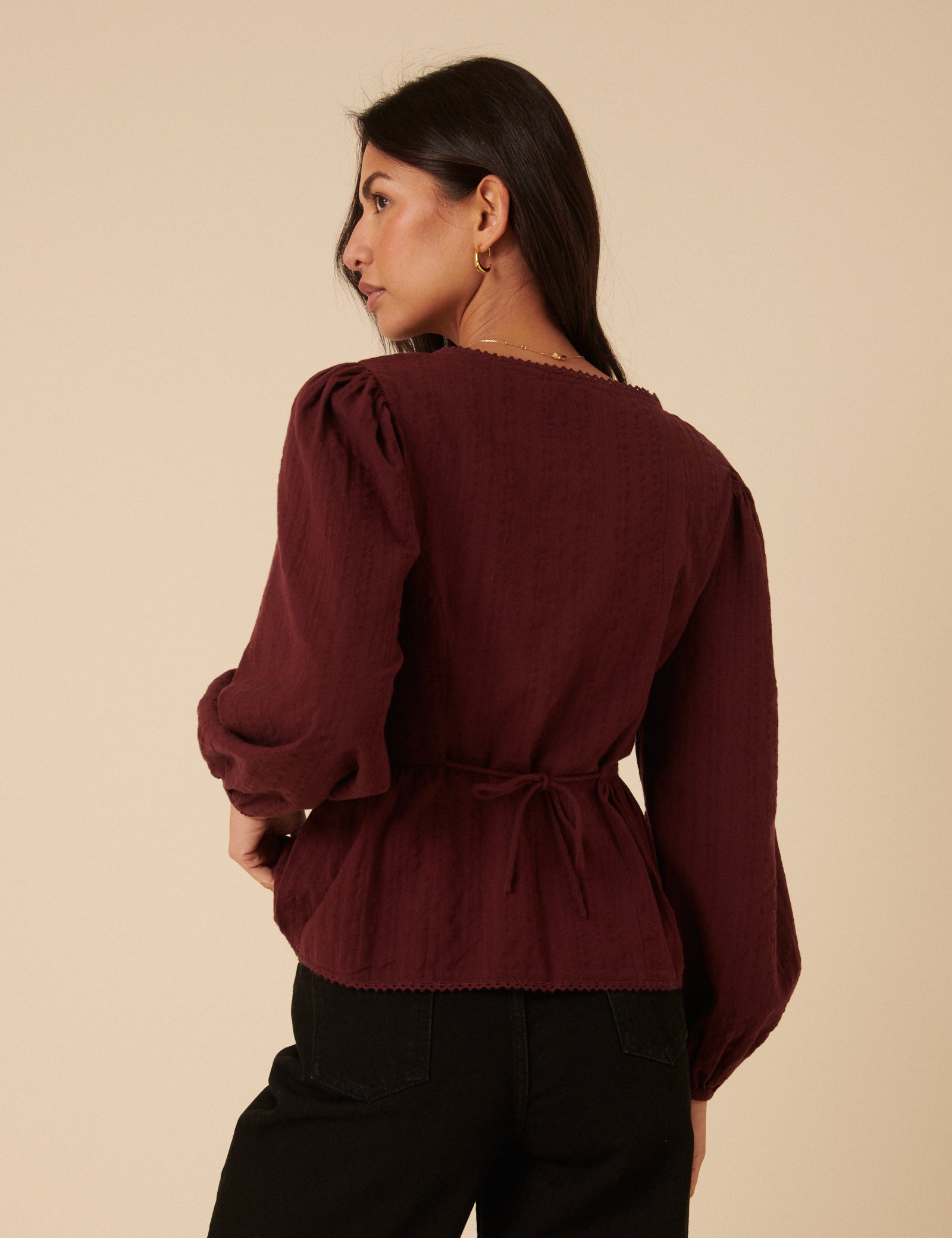 Burgundy Scoop Neck Blouse