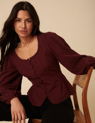 Burgundy Scoop Neck Blouse