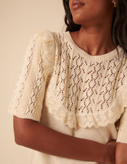 Cream Pointelle Knitted Top