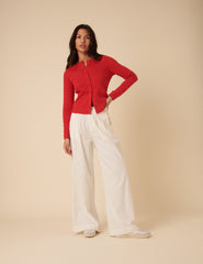 Red Pointelle Cardigan