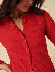 Red Pointelle Cardigan