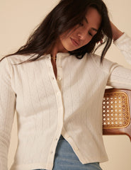 White Pointelle Cardigan