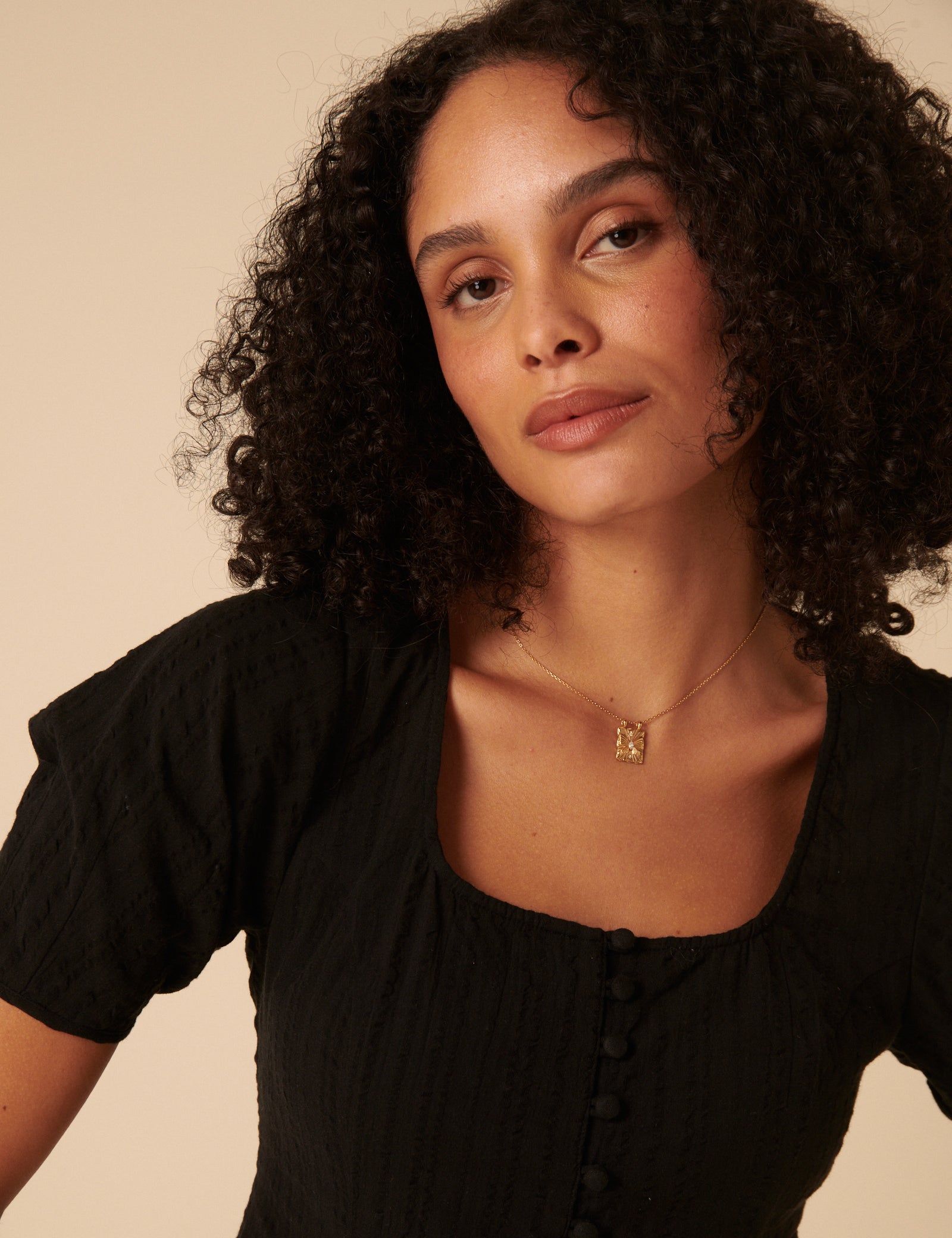 Black Short Sleeve Button Down Blouse