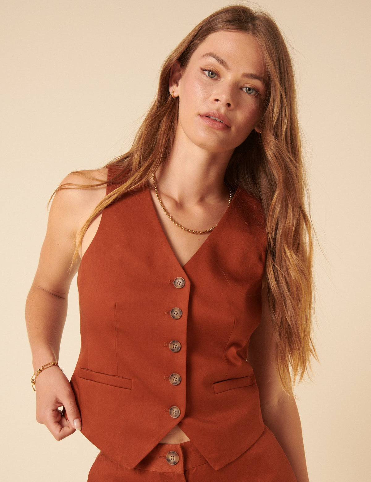 Burnt Orange Tailored Waistcoat