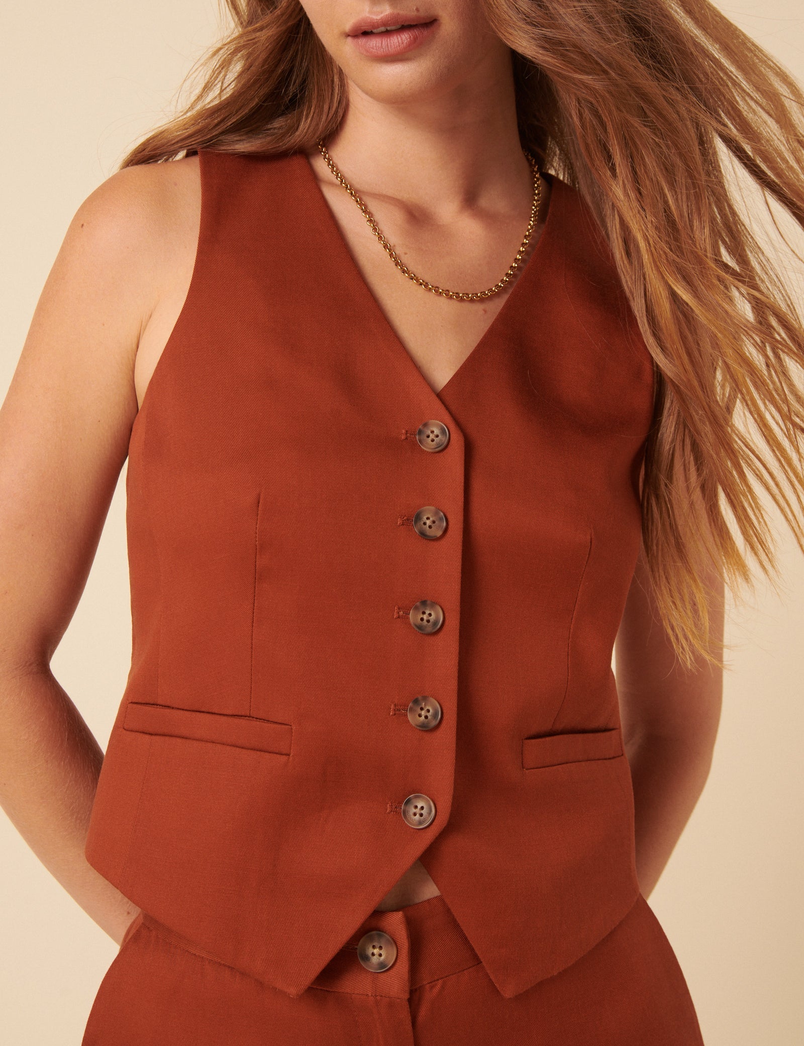 Burnt Orange Tailored Waistcoat