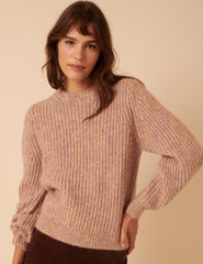 Soft Pink Multi Stitch Chunky Jumper