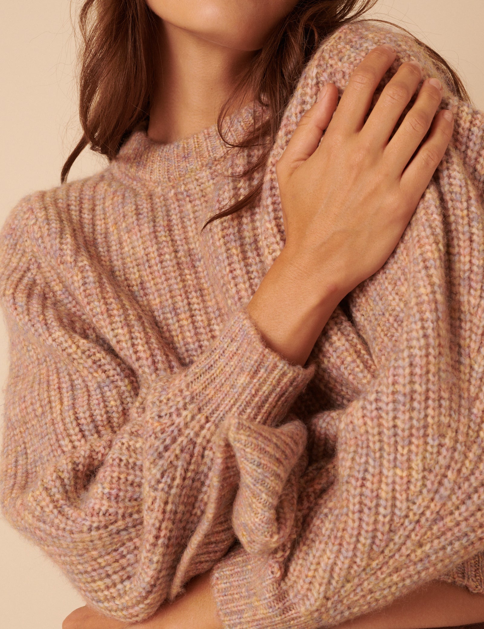 Soft Pink Multi Stitch Chunky Jumper