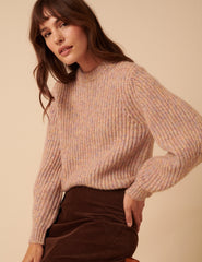 Soft Pink Multi Stitch Chunky Jumper