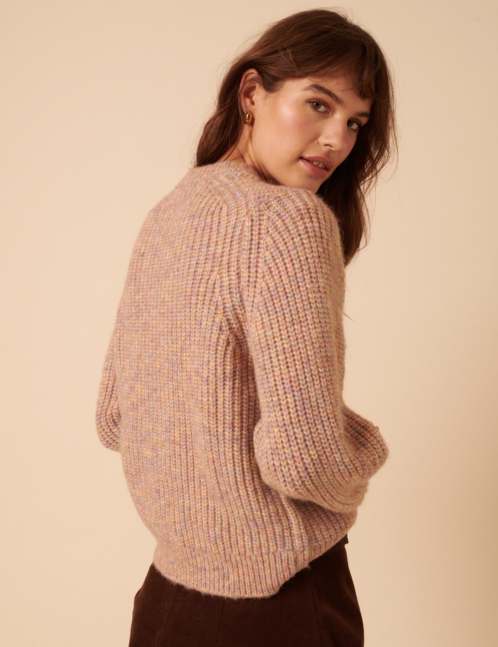 Soft Pink Multi Stitch Chunky Jumper